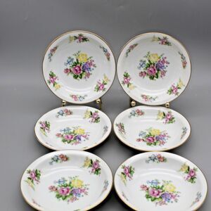 Kingswood China 6 Berry Bowls Floral 5.5" diameter Occupied Japan Spring